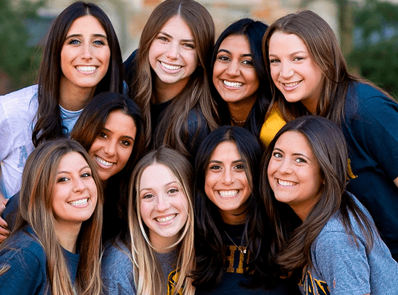 Cheerful group photo of friends