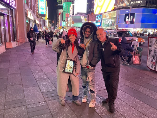 Group of friends enjoying city nightlife